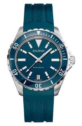 Balmain Ophrys Rubber Strap Watch, 42.5mm in Stainless Steel at Nordstrom