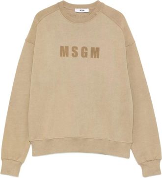Msgm Crew neck cotton sweatshirt - male - MSGM - Kids Sweatshirts - Beige - 10 Y - Kids