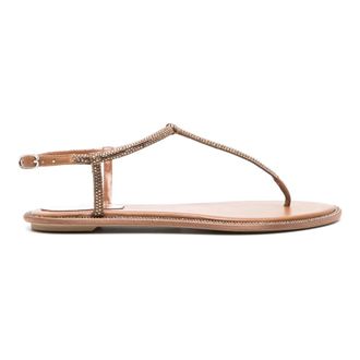 Rene Caovilla Flat Sandals, female, Brown, 4 1/2 UK, Leather Sandals for Women