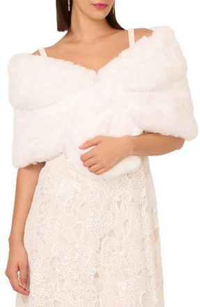 Adrianna Papell Crystal Faux Fur Wrap Capelet in Ivory at Nordstrom