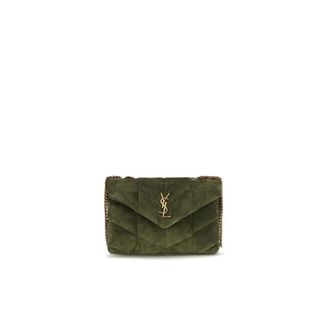 Saint Laurent Toy Puffer Schoudertas - Dames - Tassen - Groen - Maat: ONE Size Leer