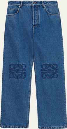 Loewe Mens Anagram Denim Baggy-Fit Jeans