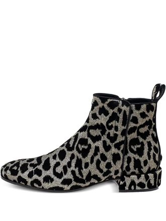 Dolce & Gabbana leopard-print velvet boots - Black