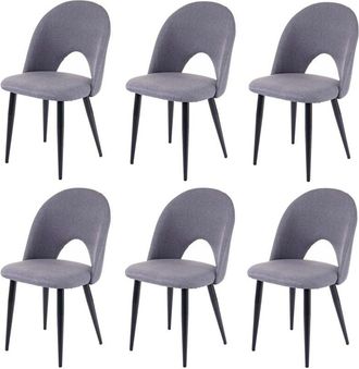 Hhg Set 6x sedie sala pranzo soggiorno 209 design retro anni 50 metallo tessuto grigio scuro