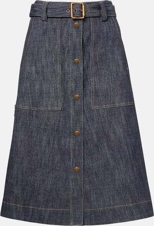 Moncler Belted denim midi skirt