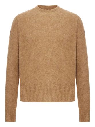Ami logo-detail crew-neck sweater - men - Alpaca Wool - L - Brown