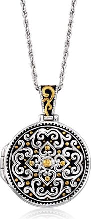 Ross-Simons Two-Tone Sterling Silver Bali-Style Locket Necklace