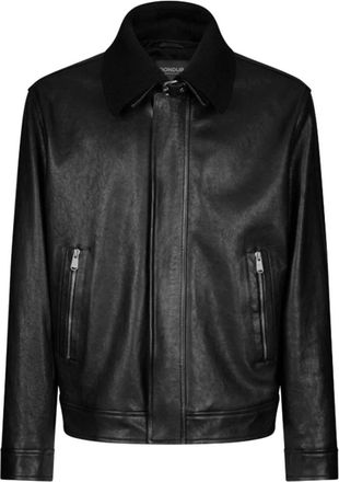 Dondup Uj 976 Aviator Jacket - Heren - Leren en Su&egrave;de Jassen - Zwart - M - Leer - Jassen