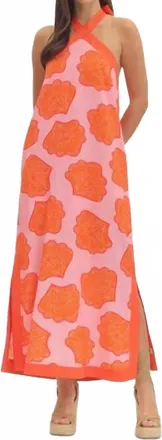 Entro Shell Yeah Halter Midi Dress In Pink