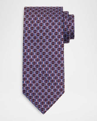Brioni Men & apos;s Geometric Square Jacquard Silk Tie