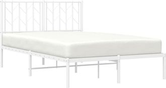 vidaXL Metal Bed Frame without Mattress with Headboard White 120x190cm vidaXL