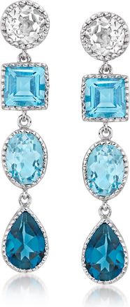 Ross-Simons Tonal Blue and White Topaz Drop Earrings in Sterling Silver