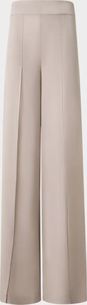 Akris Fellia Silk Georgette Wide-Leg Slit Pants
