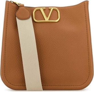 Valentino Garavani Camel Leather Alltime Shoulder Bag