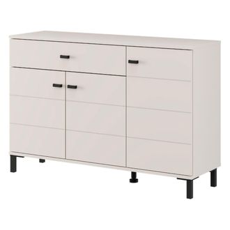Dmora C&oacute;moda Djanet, Aparador Con Caj&oacute;n, 2 Estantes, Puerta Abatible, Deslizante, 116x35x78h Cm Blanco Crema