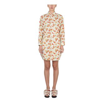Marni Shirt Dresses, female, Multicolor, Size: XS Floral-print Shirt Mini Dress