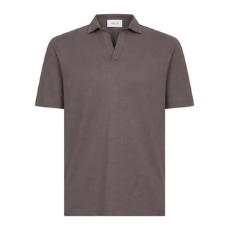 D4.0 Polo Shirts, male, Brown, Size: 3XL Open Collar V-neck Polo