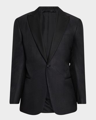 Giorgio Armani Men & apos;s Honeycomb Satin Peak Lapel Dinner Jacket