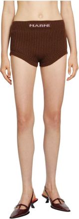 Marni Dames, Korte broeken, Bruin, Maat: 2XS Wol