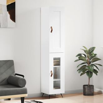 vidaXL Vidaxl - Aparador Alto Madera Contrachapada Blanco Brillo 34,5x34x180 Cm