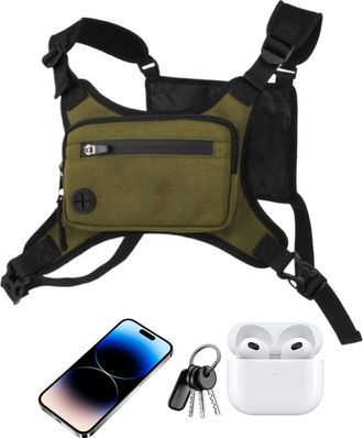 Generic Running Chest Bag, Chest Bag, Hiking Running Jacket, Hip Pouch for Hiking, Biking, Motorcycle, Hunting, Fishing, Camping, Green, Se r&eacute;f&eacute;rer &agrave; la descr