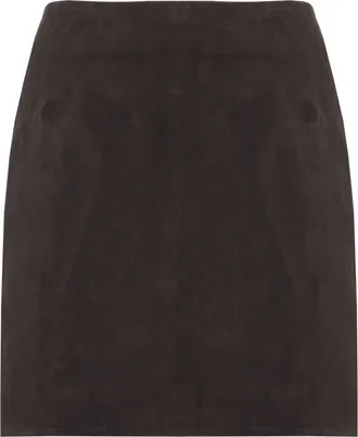 Rotate Slightly Flared Brown Suede Mini Skirt