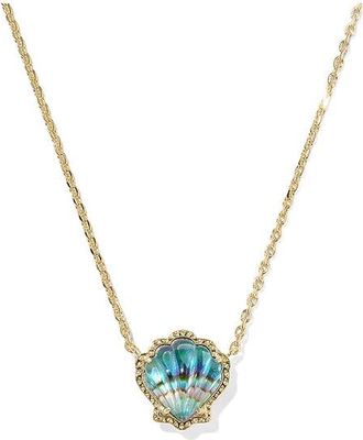 Kendra Scott Brynne Shell Pendant Womens Necklace Womens Necklace Gold Abalone Shell, Brass