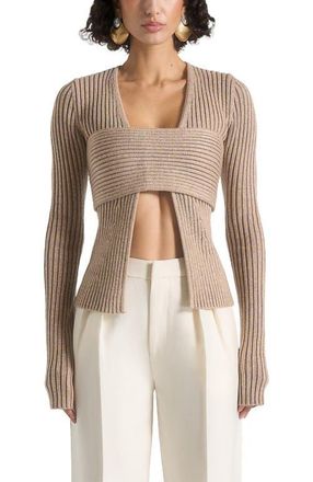 Mani&egrave;re De Voir Marisa 2-In-1 Knit Bandeau Cardigan in Taupe at Nordstrom, Size X-Small