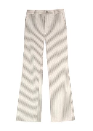 Loro Piana White And Navy Pinstripe Trousers Size XS