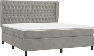 vidaXL Vidaxl - Cama Box Spring Con Colch&oacute;n Terciopelo Gris Claro 160x200 Cm