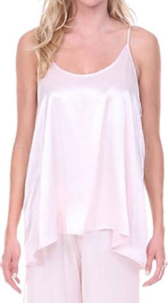 Pj Harlow Anne Satin Spaghetti Strap Tank With Gathered Back In Blush