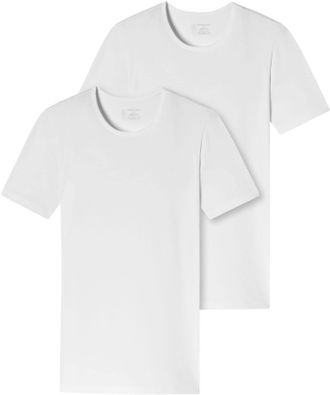 Schiesser T-Shirt SCHIESSER 95/5, Herren, Gr. 8 (XXL), weiss (100, wei&szlig;), Single Jersey, Obermaterial: 95% Baumwolle, 5% Elasthan, unifarben, normal h&uuml;ftlang, R