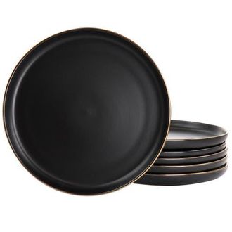 Elama Paul 6 Piece Stoneware Dinner Plate Set in Black at Nordstrom