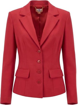 Elisabetta Franchi Colbert van technische stof - Dames - Jassen - Rood - Maat: L Leer
