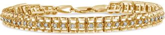 House of Brilliance Silver 1/2 Cttw Diamond Double-Link Tennis Bracelet in Yellow Gold Over Silver at Nordstrom