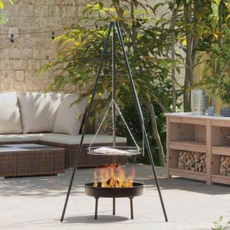 vidaXL Tr&iacute;pode Para Fogata Negro 92 X 92 X 171.5 Cm Metal Vidaxl