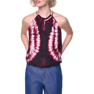 DKNY Tie Dye Bubble Hem Sleeveless Shirt in Firework Tiedye at Nordstrom, Size X-Small