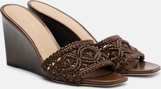 Veronica Beard Ellen macram&eacute; leather wedge mules