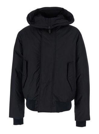 Dsquared2 Black Jacket With Hood And Logo Lettering Detail On The Inside In Tech Fabric Man