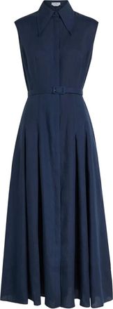 Gabriela Hearst belted collared midi dress - women - Linen/Flax - 40 - Blue