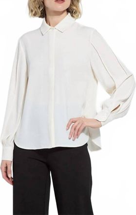 Lyss&eacute; Ivette Pleated Balloon Sleeve Blouse In Natural Pearl