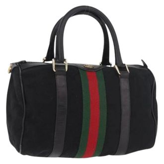 Gucci Pre-owned Handbags, female, Black, Size: ONE SIZE Pre-owned Vintage Canvas Hand Bag