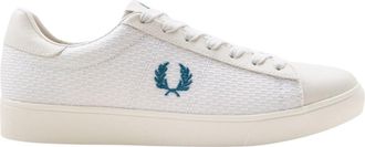 Fred Perry Mens Blue Laurel Wreath Logo White Sneaker Leather - Size UK 9.5