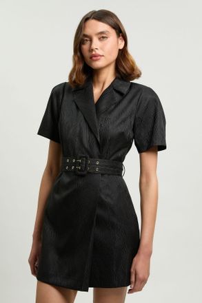 Karen Millen Womens Tailored Belted Blazer mini Dress - Black - Size 12 UK