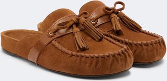 Isabel Marant Malvin leather-trimmed suede mules