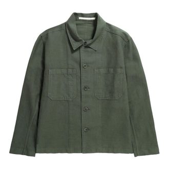 Norse Projects Katoenen Linnen Overshirt Essenti&euml;le Stijl - Heren - Zomerjassen - Groen - M - Katoen - Jassen