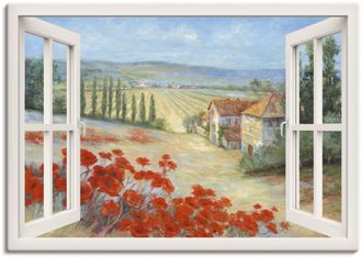 Artland Leinwandbild »Mohnlandschaft« Fensterblick 1 Stk. tlg. auf Keilrahmen gespannt