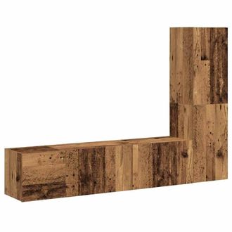 Berkfield Home Wall Mounted TV cabinets 3 pcs Old Wood Engineered Wood in Brown