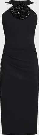 La Petite Robe Di Chiara Boni Bodycon Flower-Embellished Halter Midi Dress