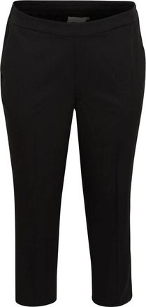 Kaffe Curve Zwarte Cropped Broek Straight-Leg Stijl - Dames - Vrijetijds broeken - Zwart - 7XL - Broeken